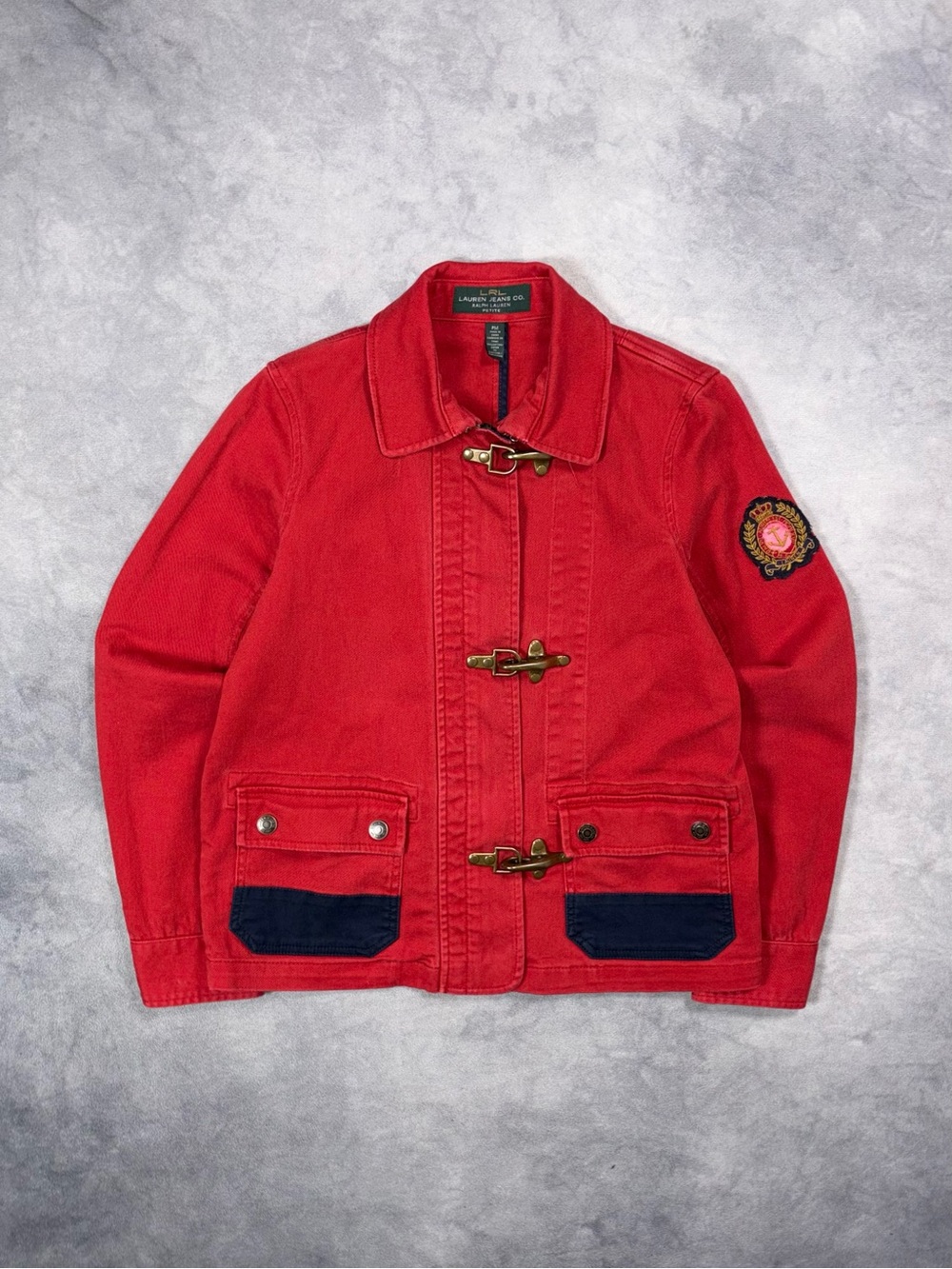 Vintage Ralph Lauren Jeans Co. Red Military Fireman Buckle Cotton Utility Jacket